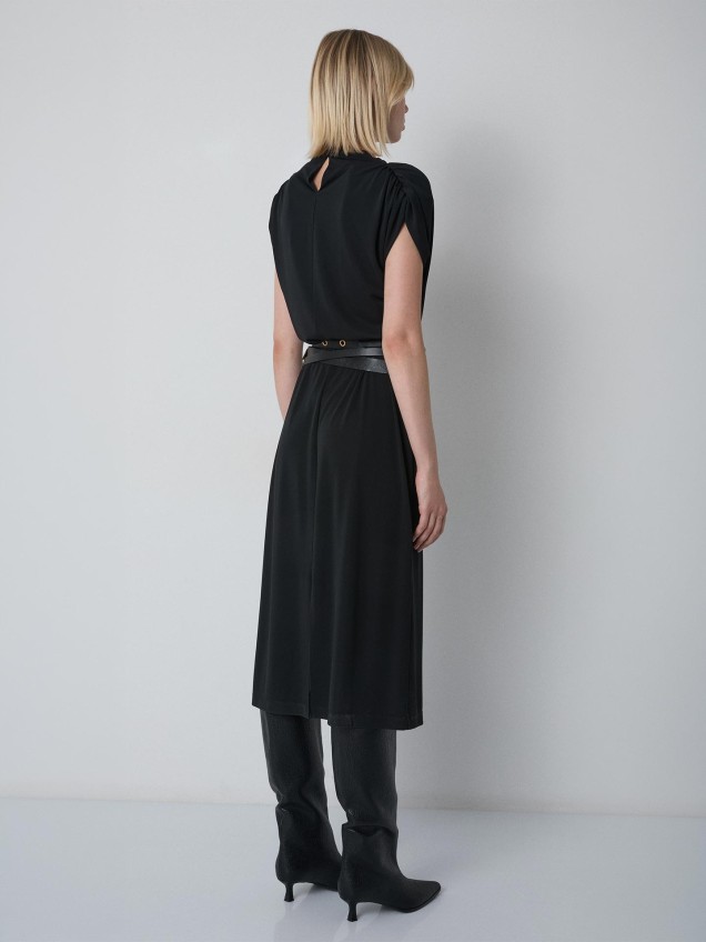 Vestido Midi com Pormenor de Tiras