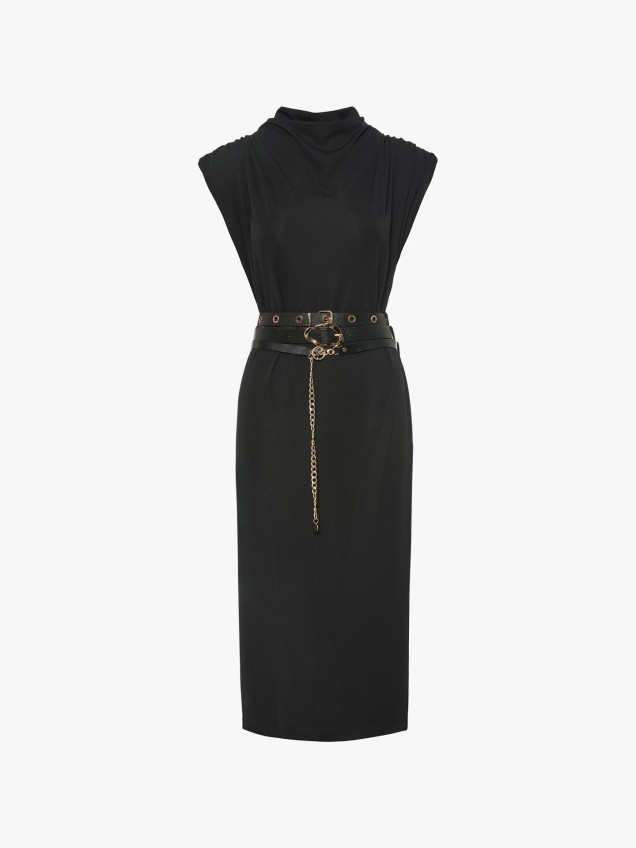 Vestido Midi com Pormenor de Tiras