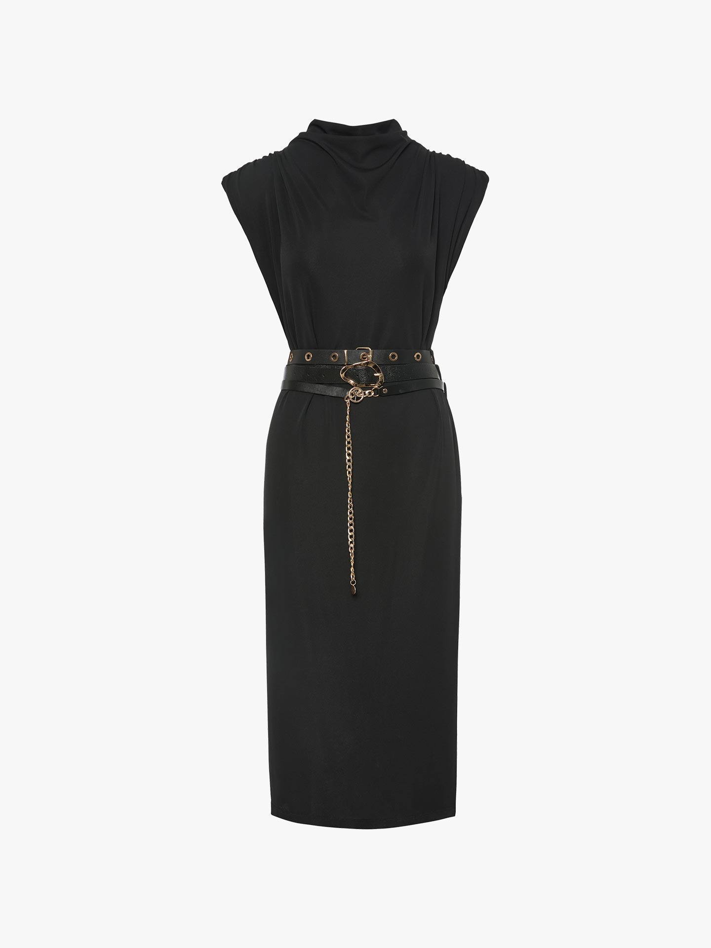 Vestido Midi com Pormenor de Tiras