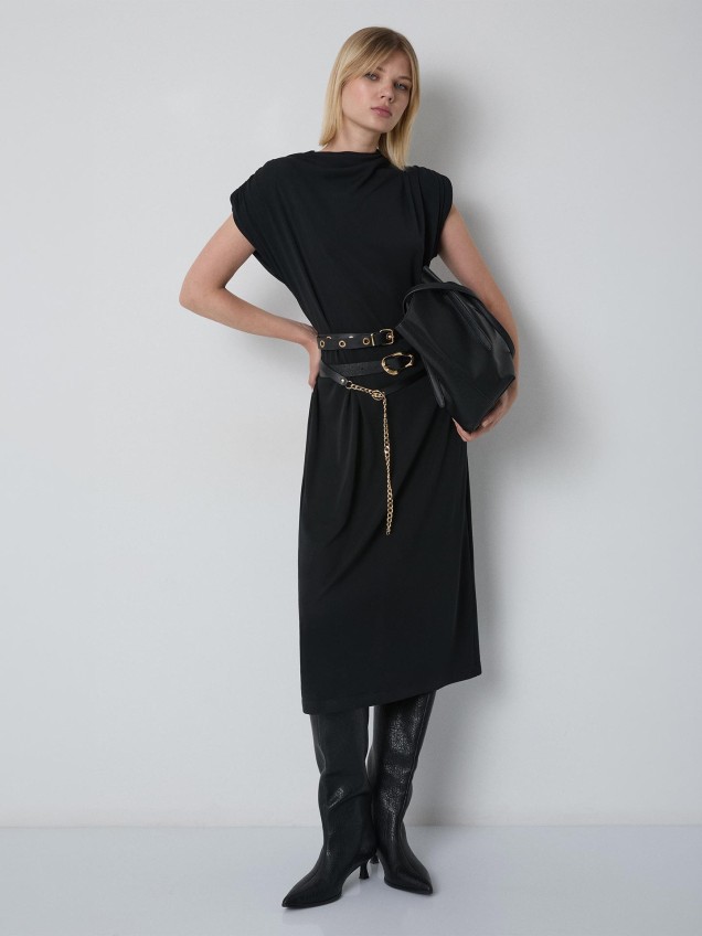 Vestido Midi com Pormenor de Tiras