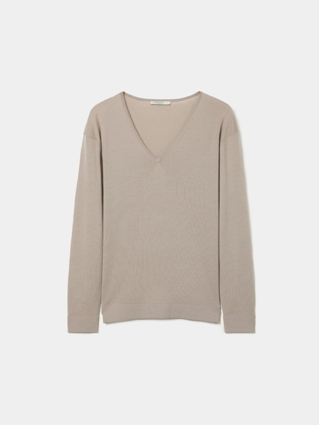 Camisola em Lã com Decote em V