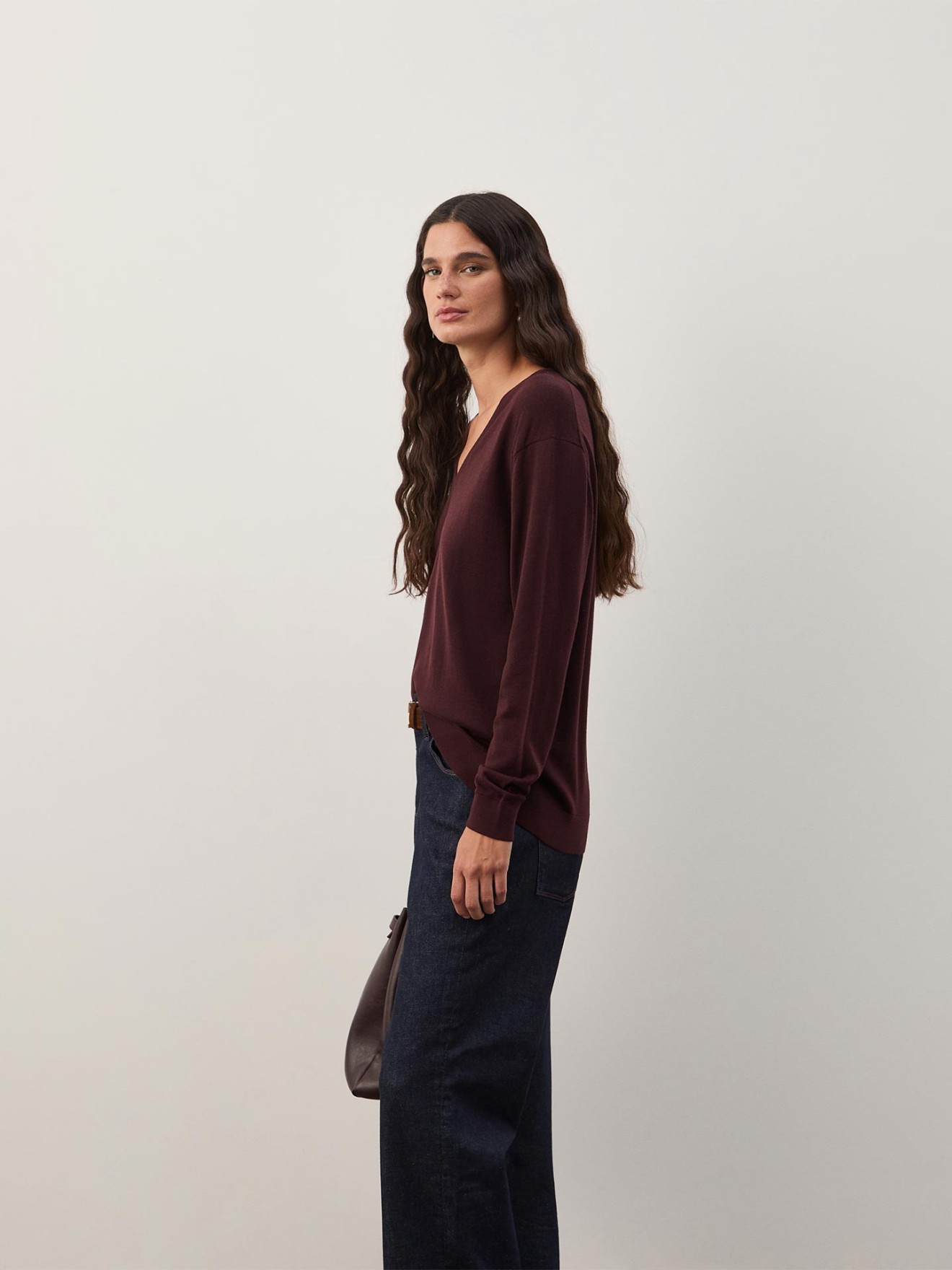 Camisola em L� com Decote em V