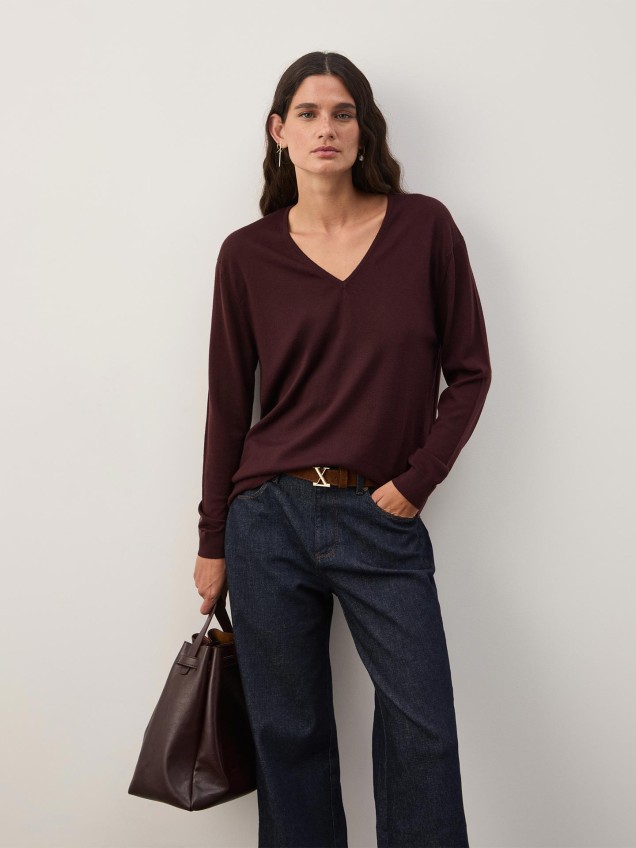 Camisola em Lã com Decote em V