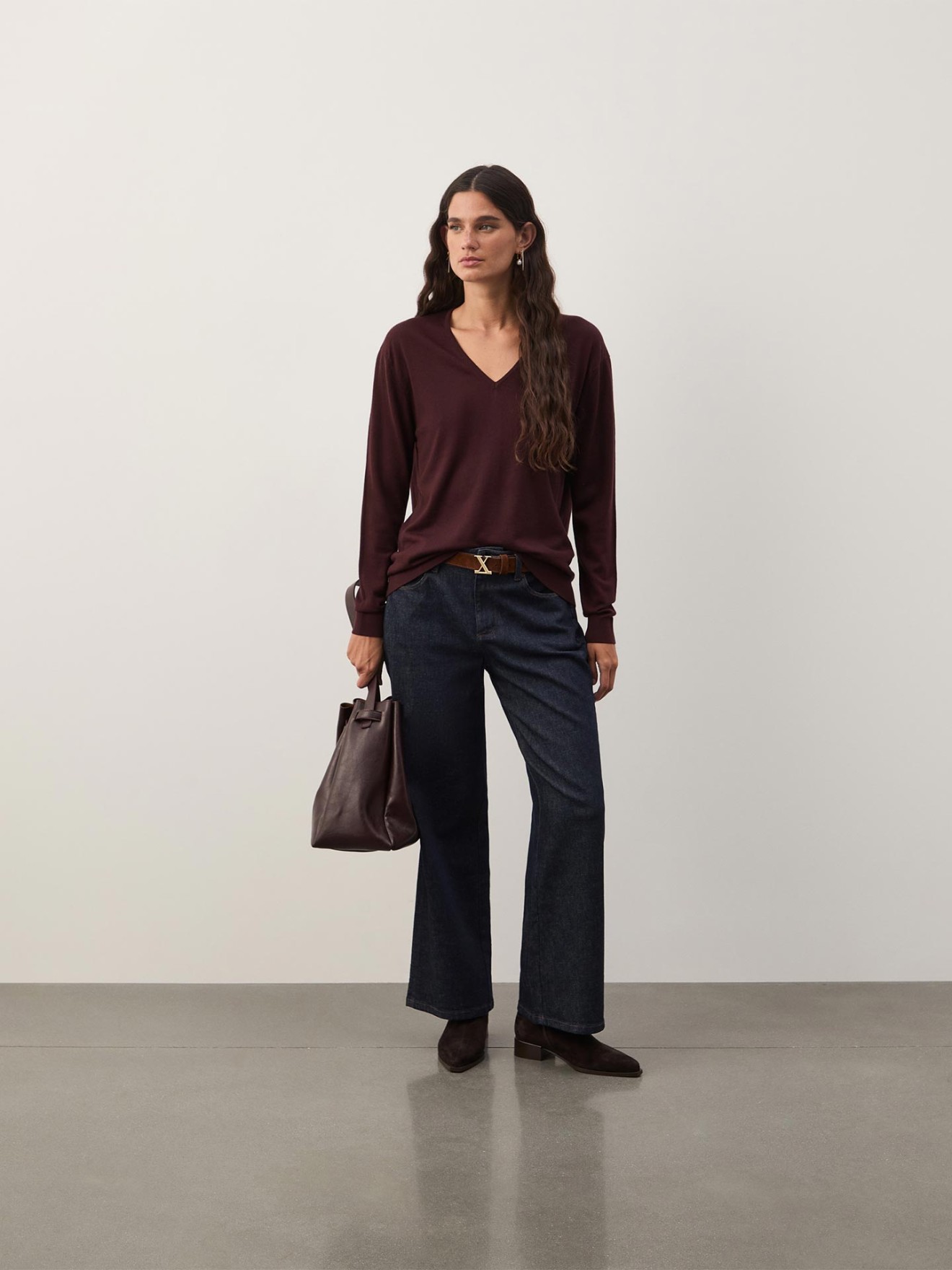 Camisola em L� com Decote em V
