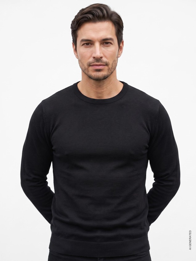 Camisola de Malha com Gola Redonda