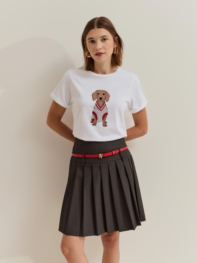 T-shirt com Estampado de Cão