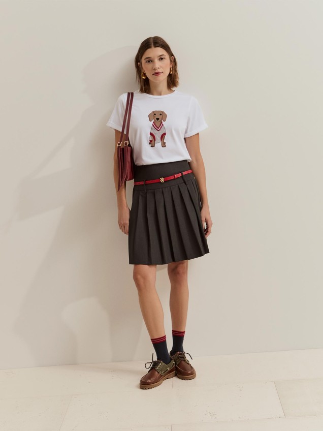 T-shirt com Estampado de C�o