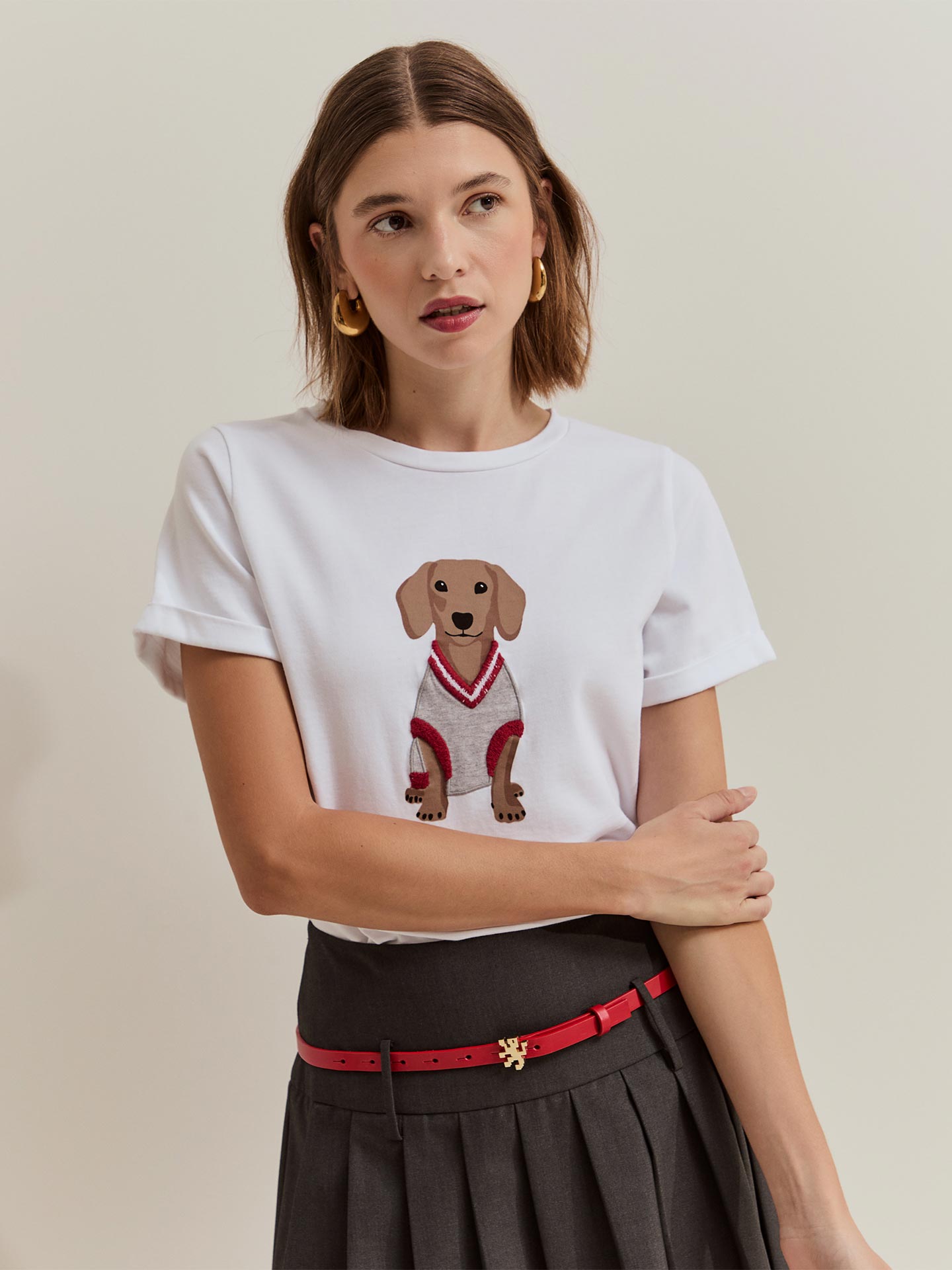 T-shirt com Estampado de Cão