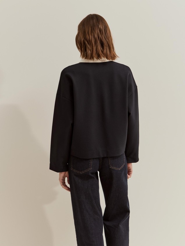 Sweatshirt com Gola de Polo
