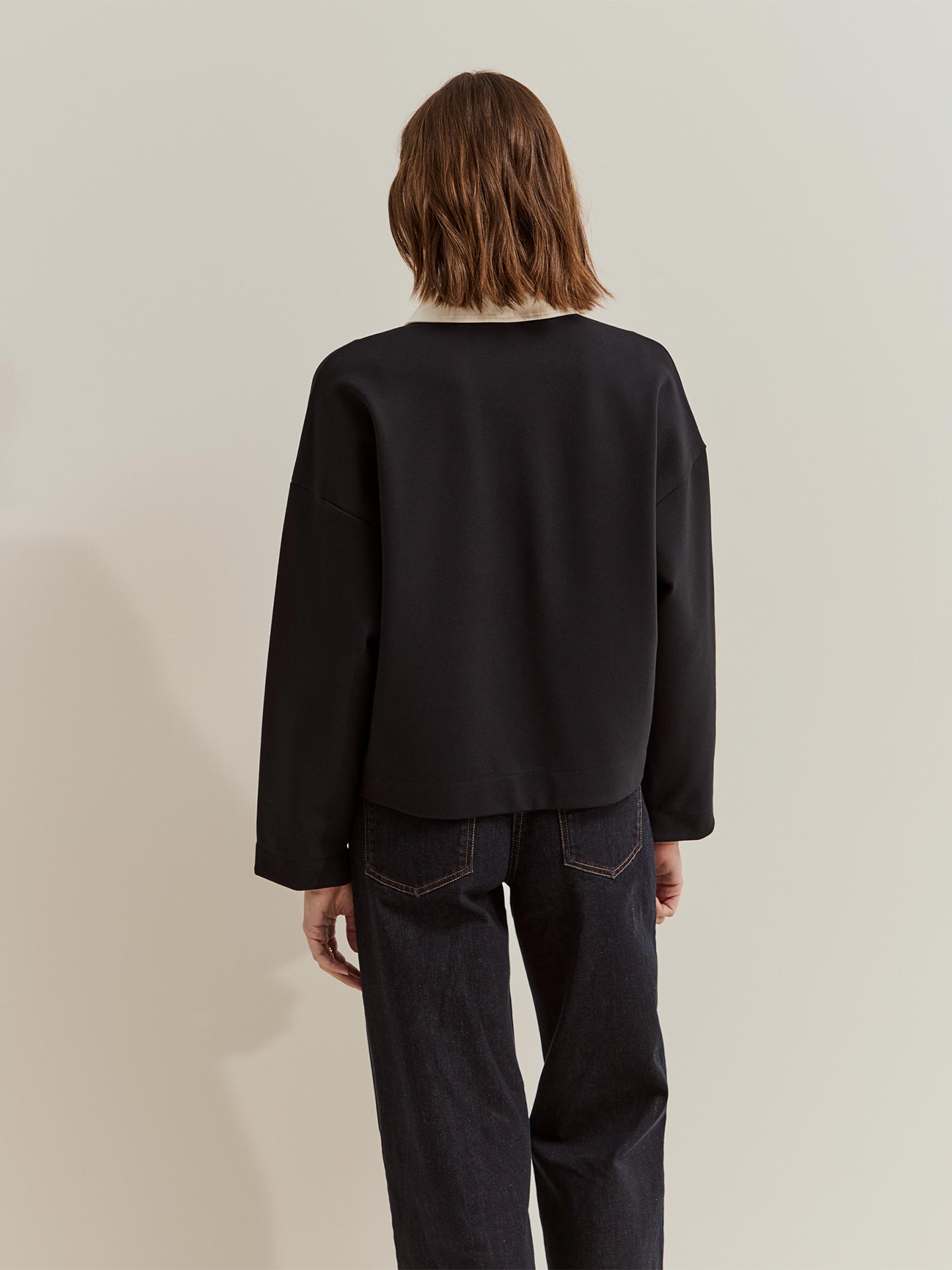 Sweatshirt com Gola de Polo