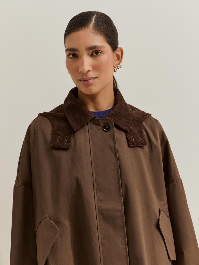 Parka com Gola em Bombazina