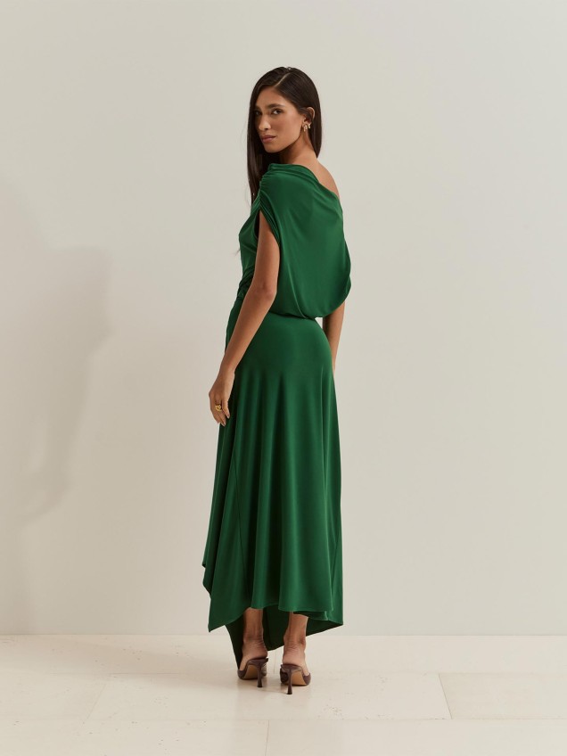 Vestido Midi de Malha Assimétrico