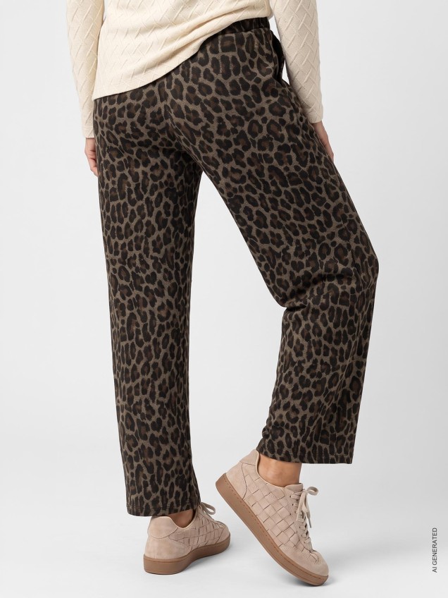 Calças de Malha com Padrão Animal Print
