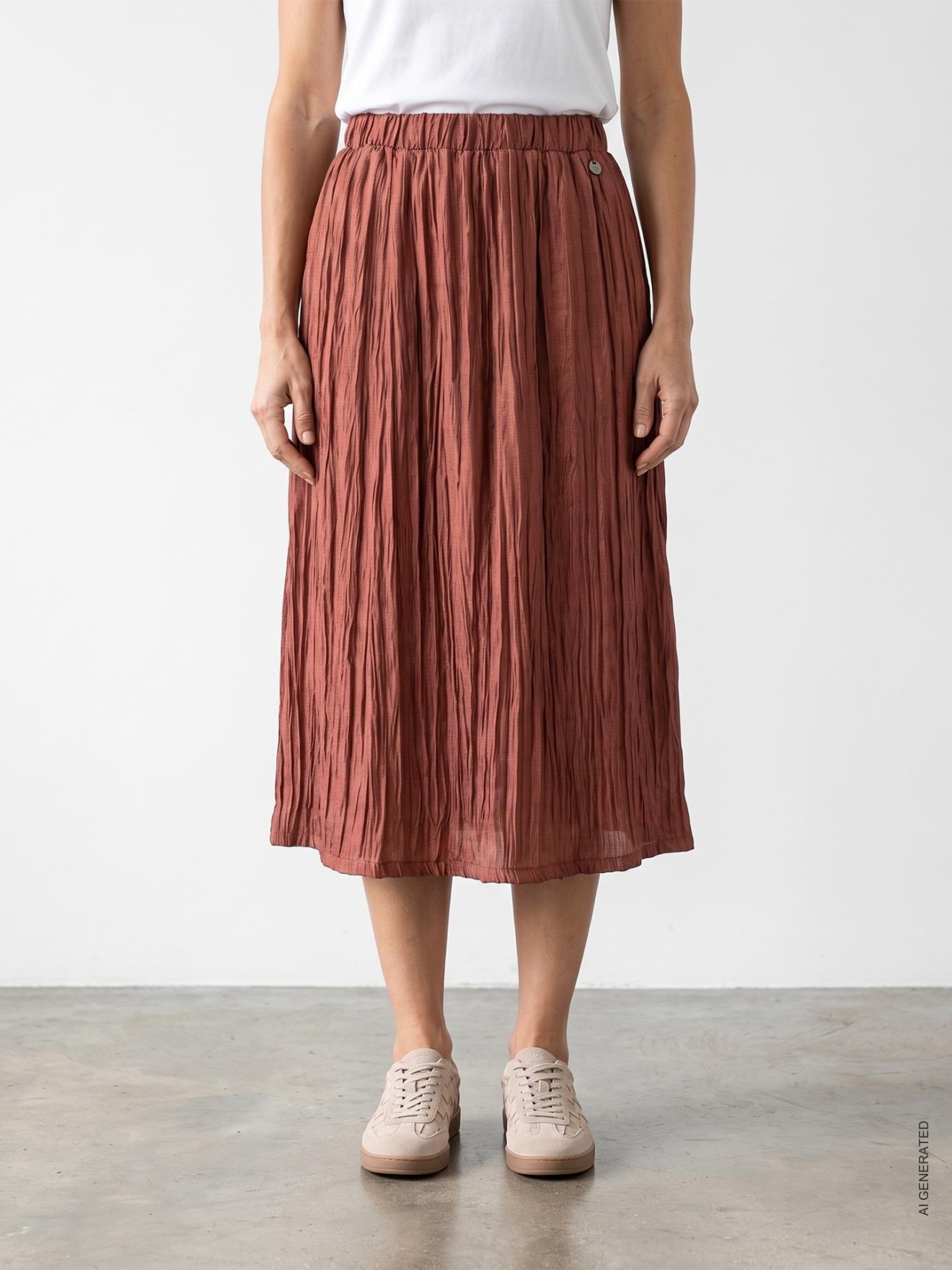 Saia Midi com Cintura El�stica