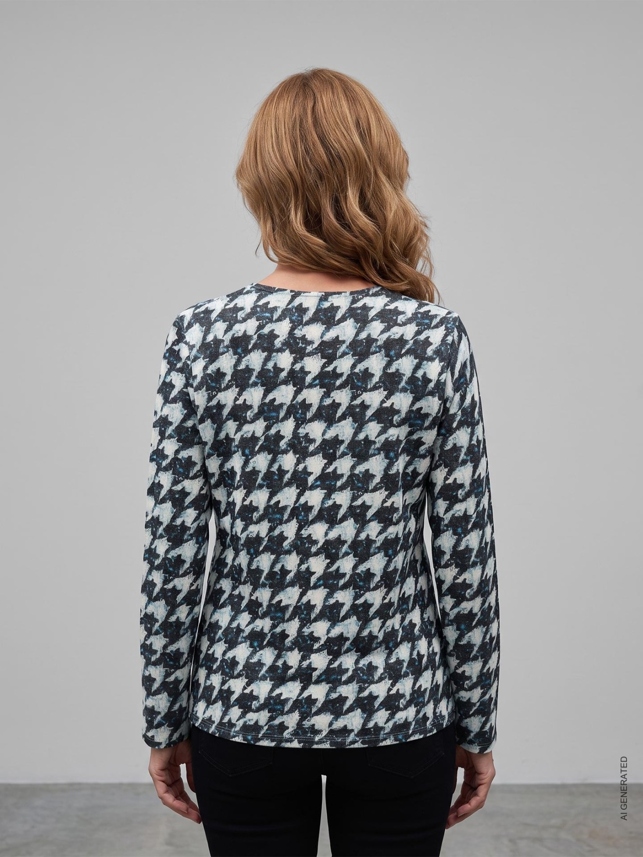 Camisola Estampada com Decote em V Cruzado