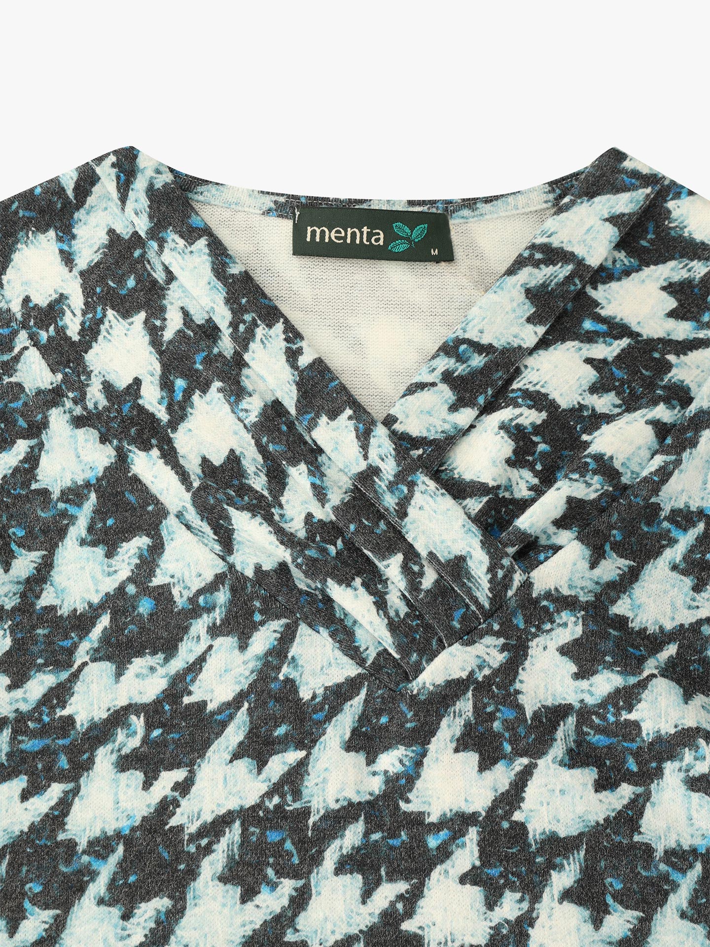 Camisola Estampada com Decote em V Cruzado