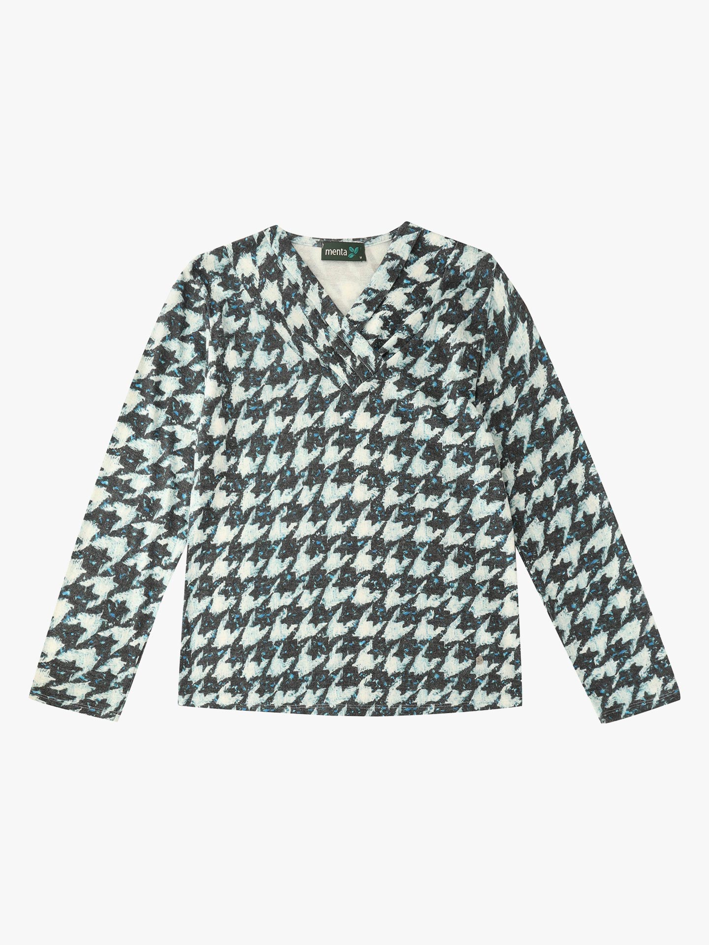 Camisola Estampada com Decote em V Cruzado
