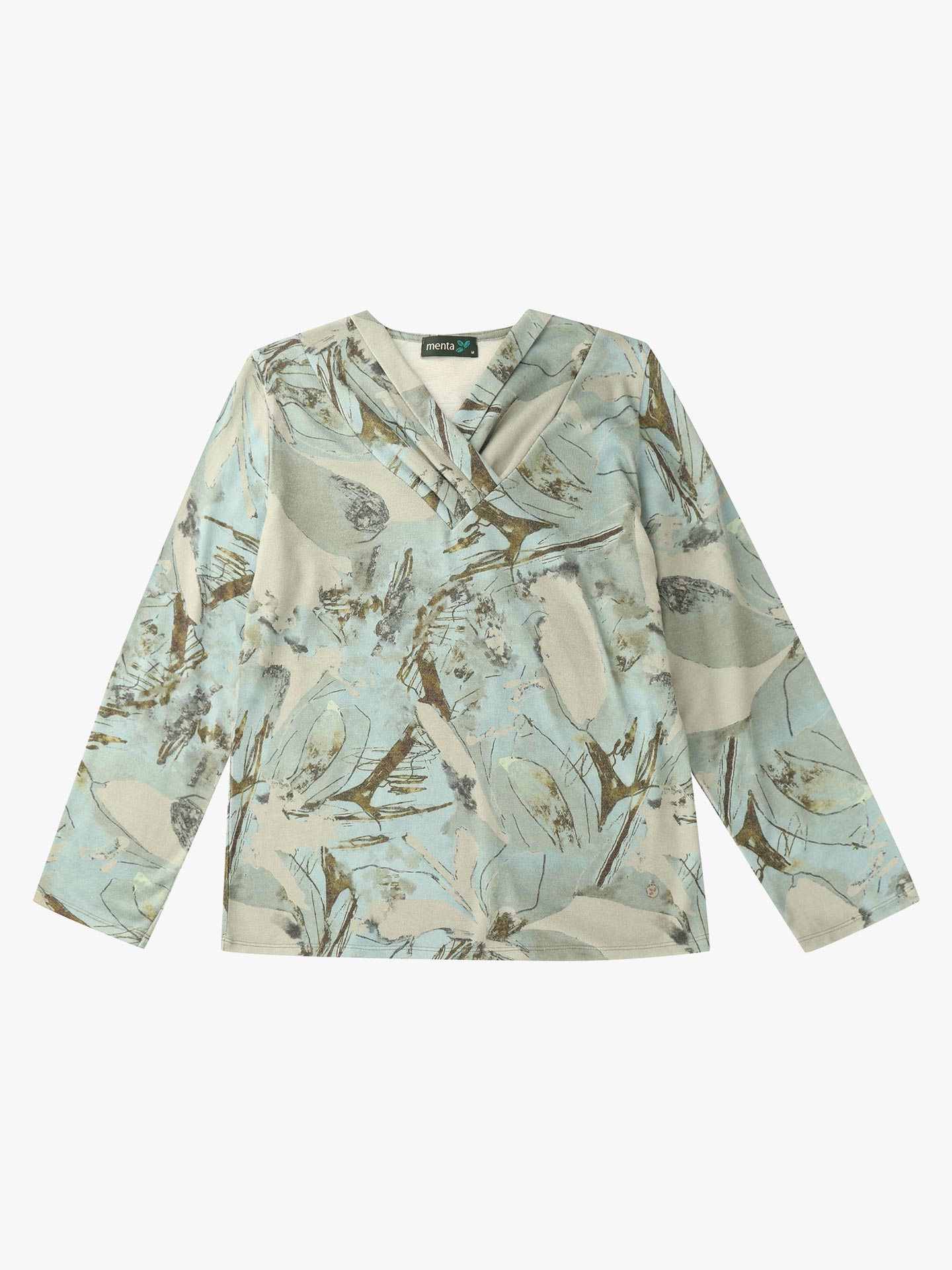 Camisola Estampada com Decote em V Cruzado