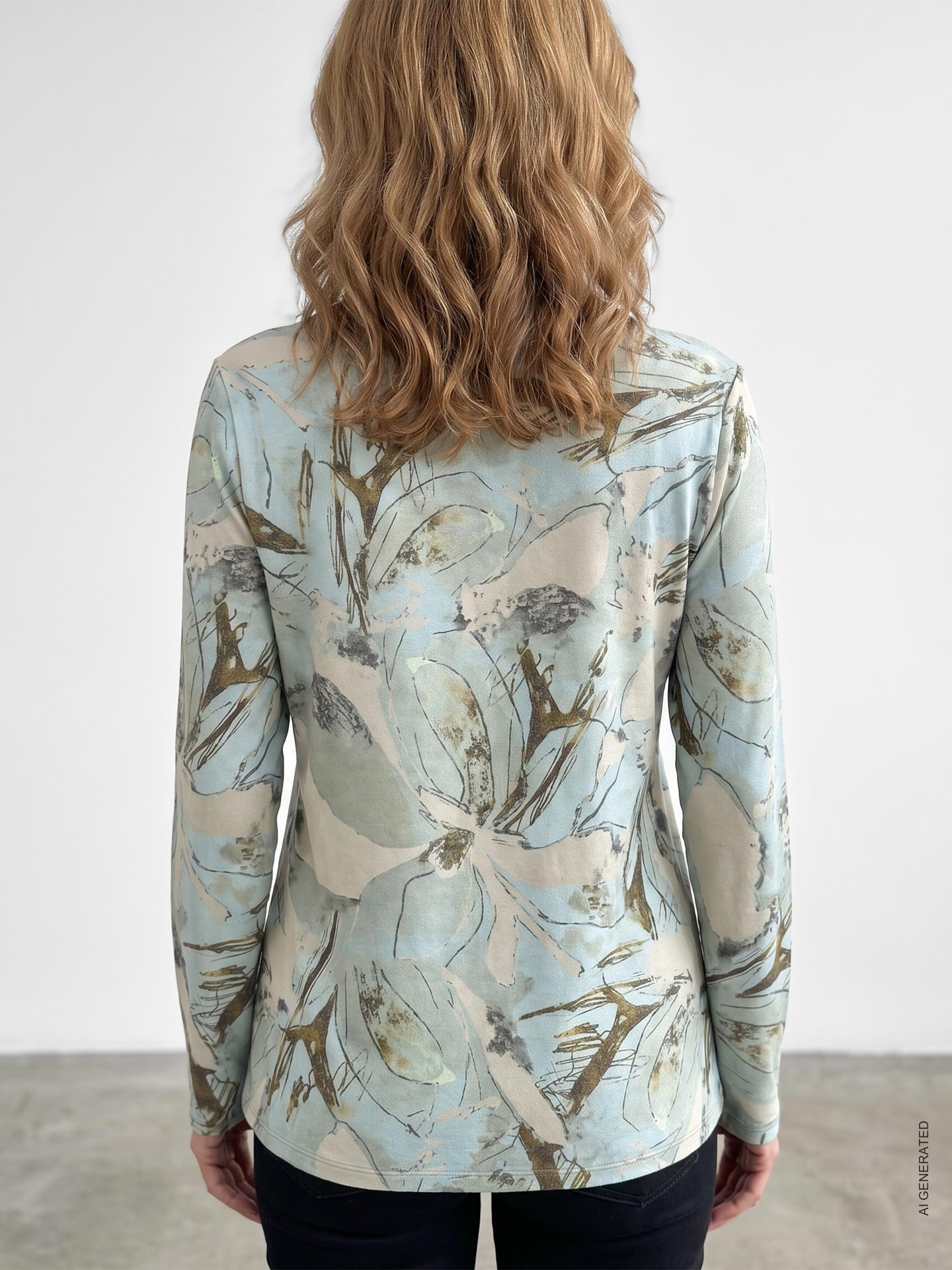 Camisola Estampada com Decote em V Cruzado
