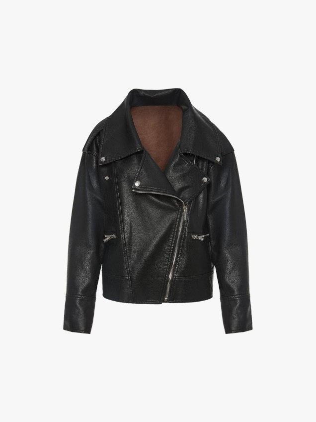 Blusão de Estilo Biker com Fecho de Correr