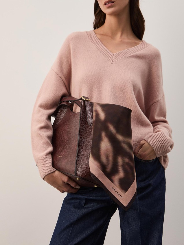 Lenço Quadrado com Estampado Floral