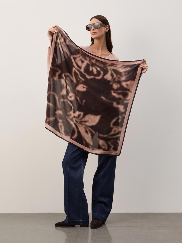 Lenço Quadrado com Estampado Floral