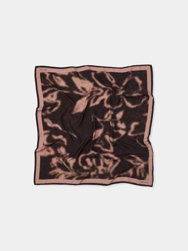Lenço Quadrado com Estampado Floral