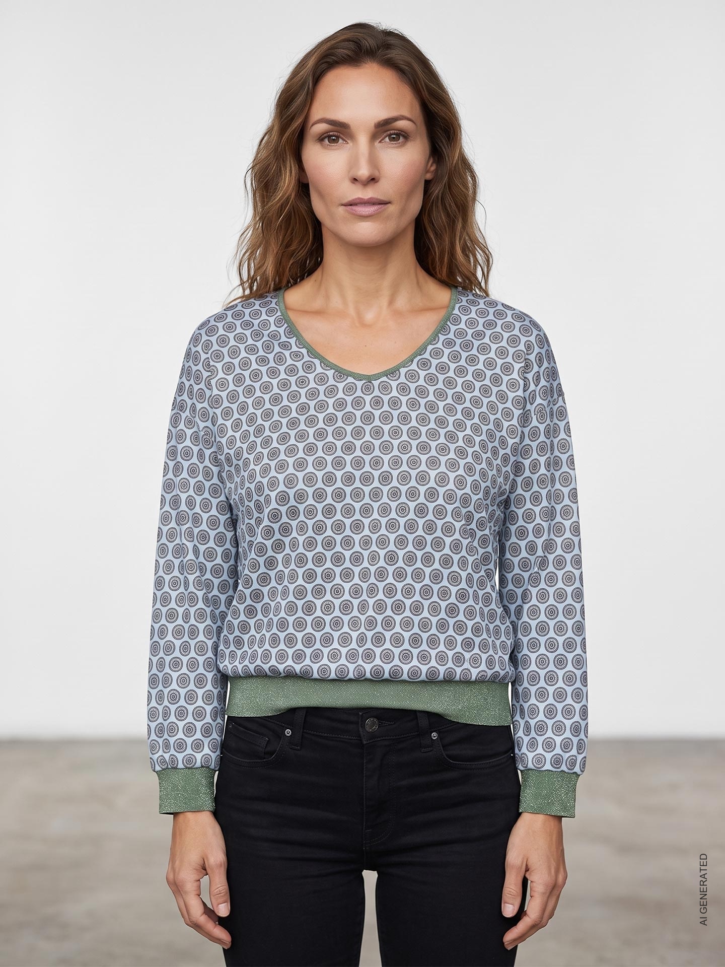 Blusa Estampada com Decote em V