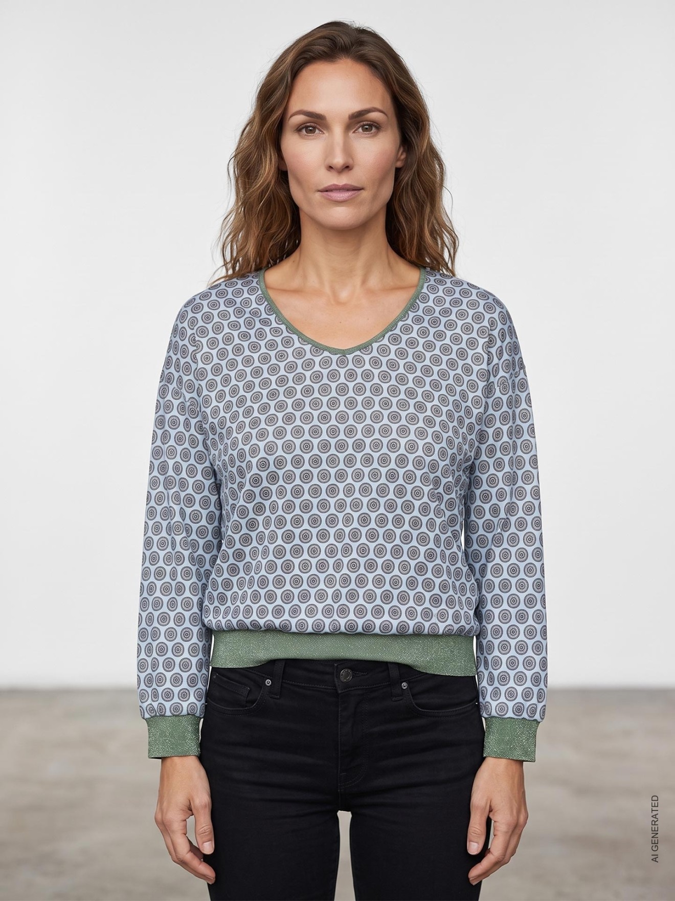 Blusa Estampada com Decote em V