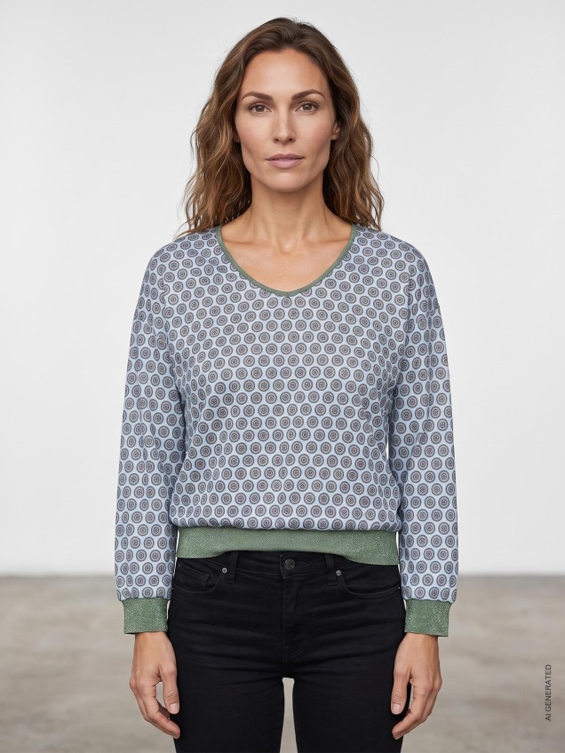 Blusa Estampada com Decote em V