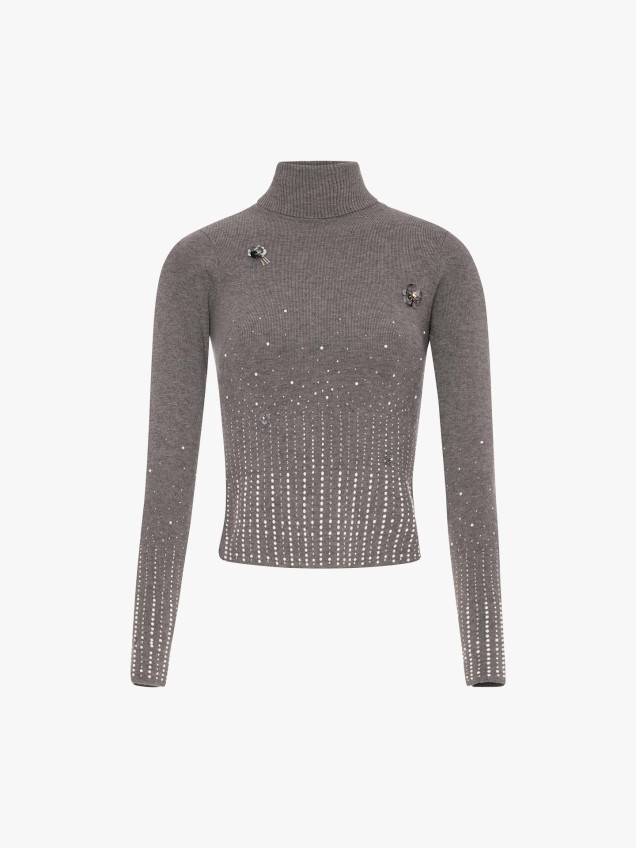 Camisola de Malha Slim Fit com Aplica��es