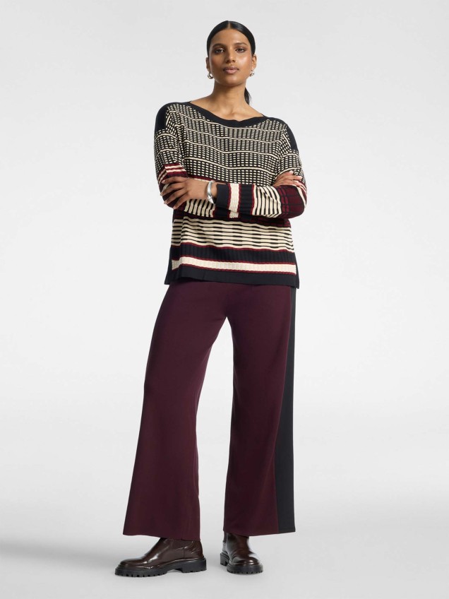 Camisola de Malha Jacquard com Decote Barco