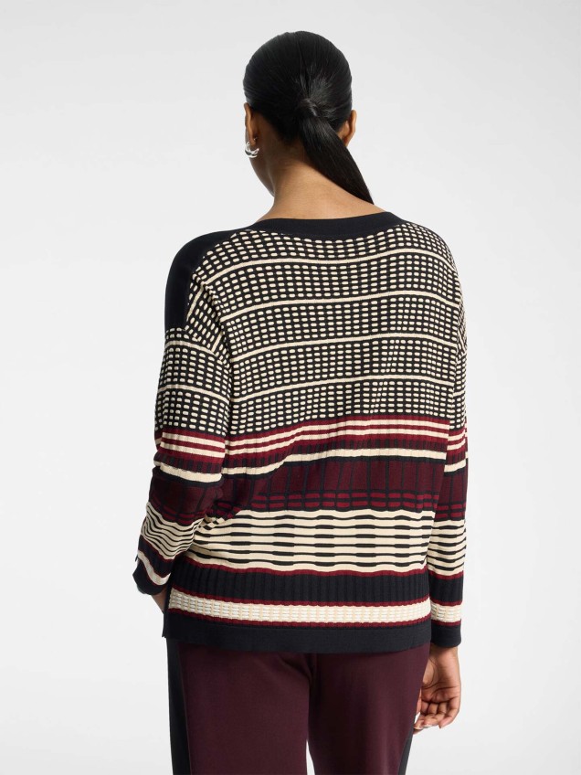 Camisola de Malha Jacquard com Decote Barco