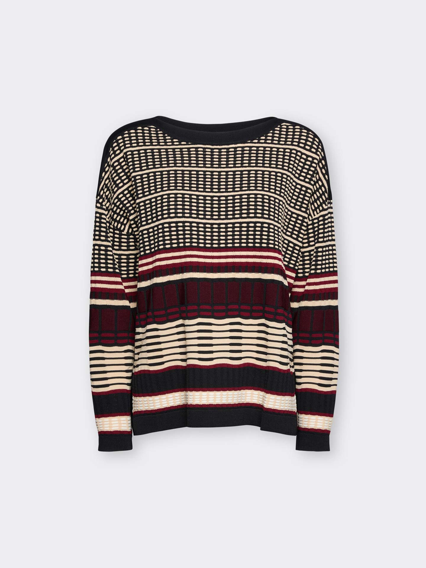 Camisola de Malha Jacquard com Decote Barco