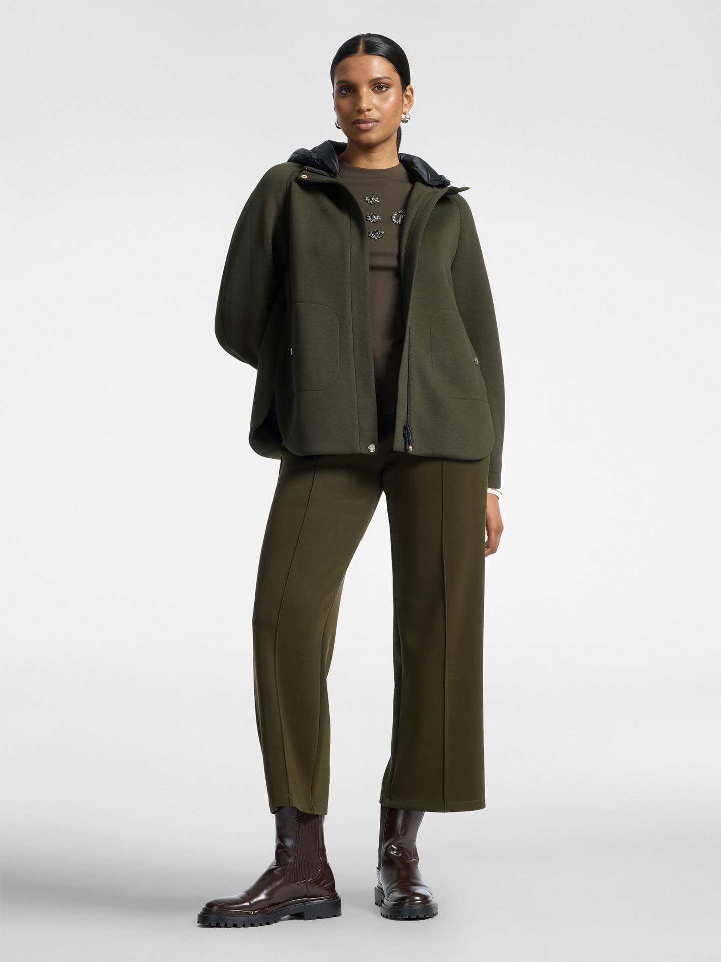 Parka em Scuba com Capuz