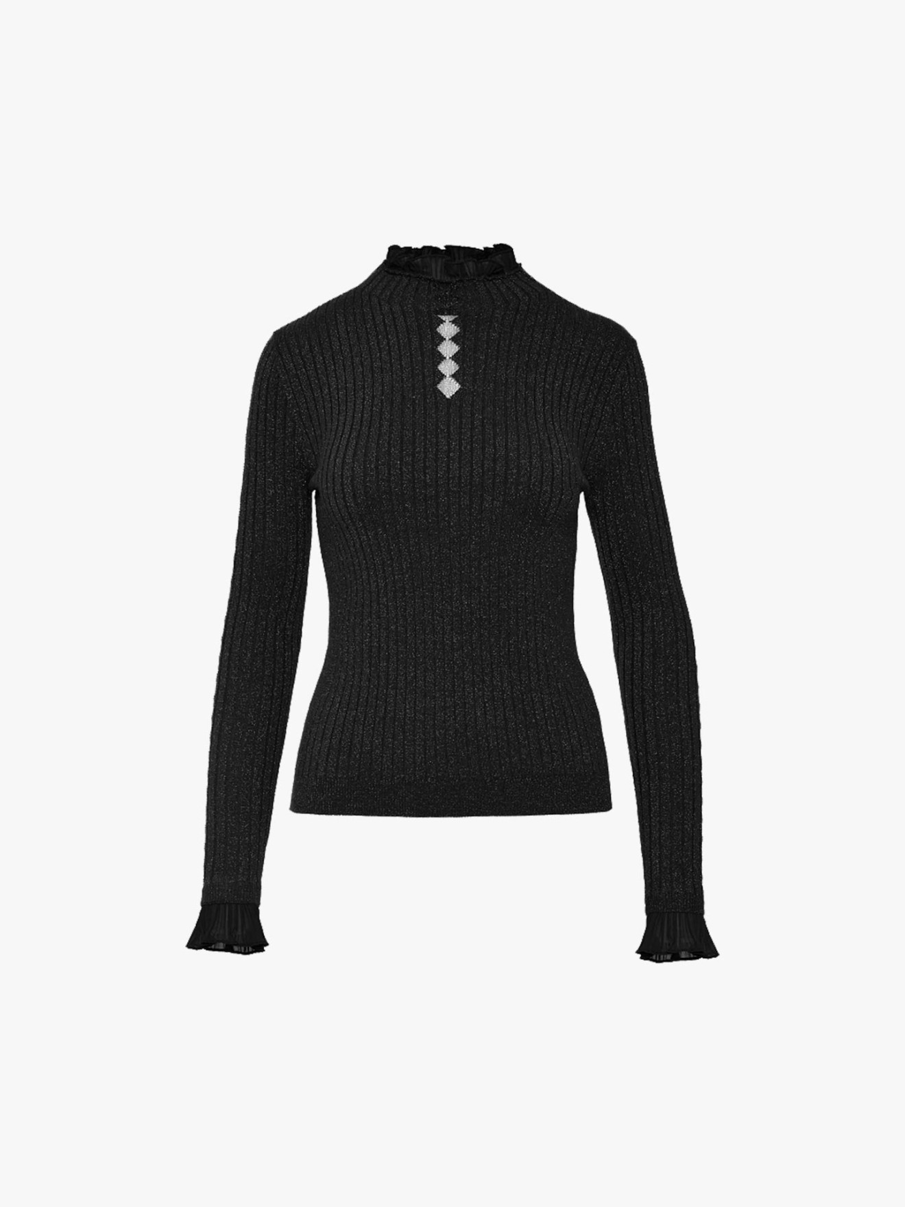 Camisola de Gola Alta com Folhos