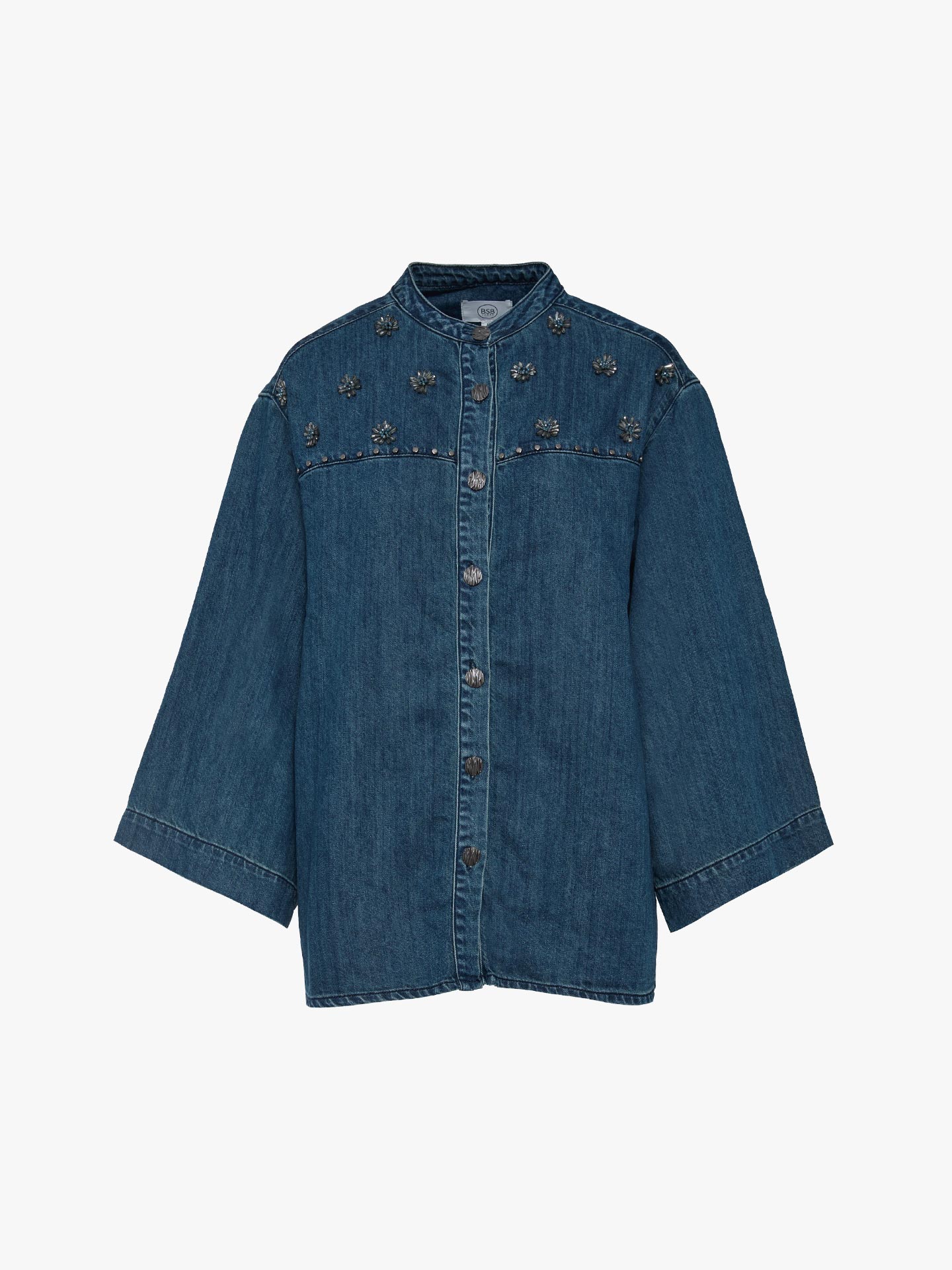 Sobrecamisa em Ganga com Aplicações