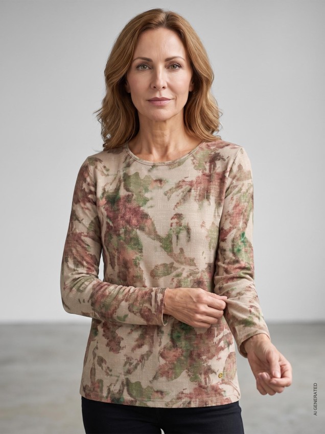 Blusa Estampada com Gola Redonda