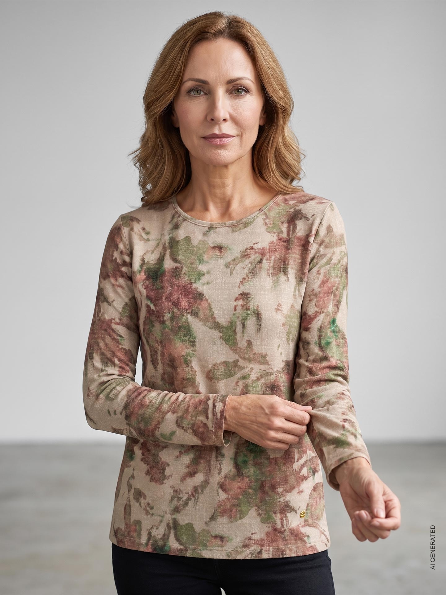 Blusa Estampada com Gola Redonda