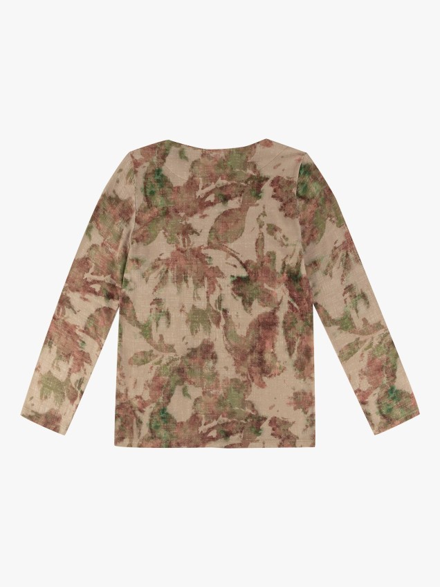 Blusa Estampada com Gola Redonda