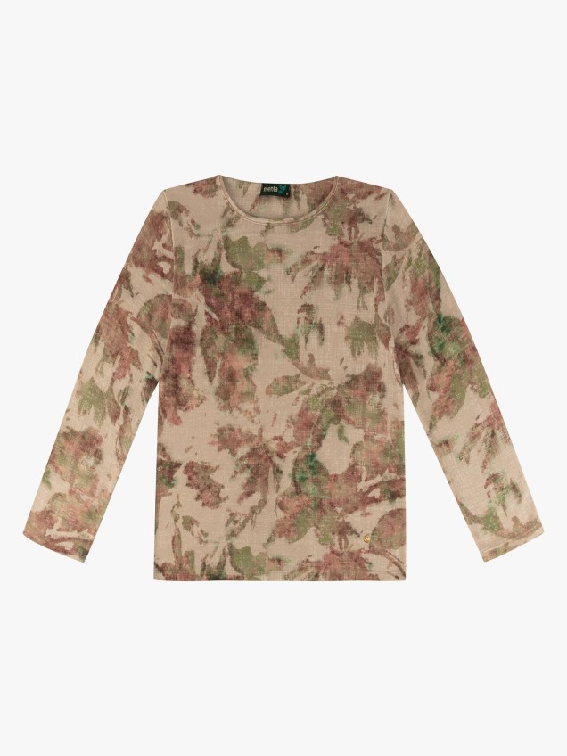 Blusa Estampada com Gola Redonda