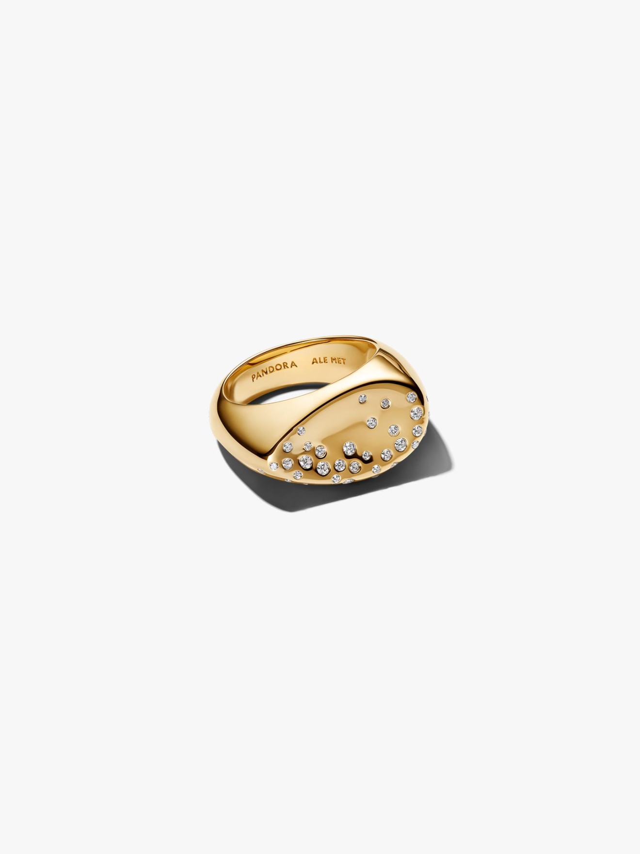 Anel Selo C�pula Oval com Pedras