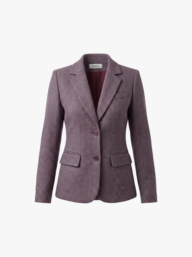 Blazer com Padrão Espinha de Peixe