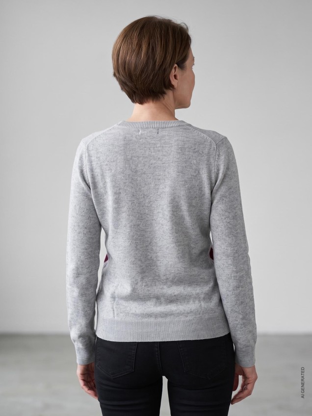 Camisola de Malha com Padrão de Losangos