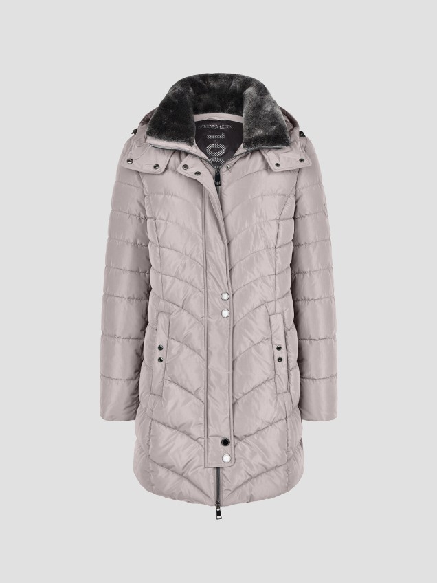 Parka Acolchoada Comprida com Capuz