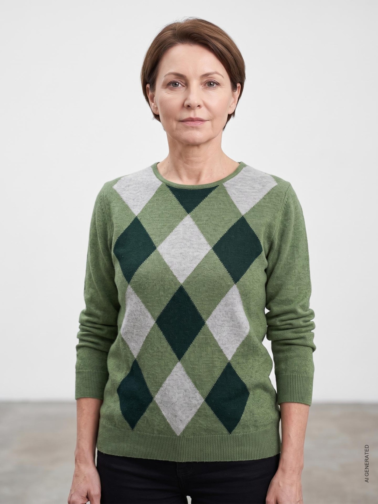 Camisola de Malha com Padr�o de Losangos
