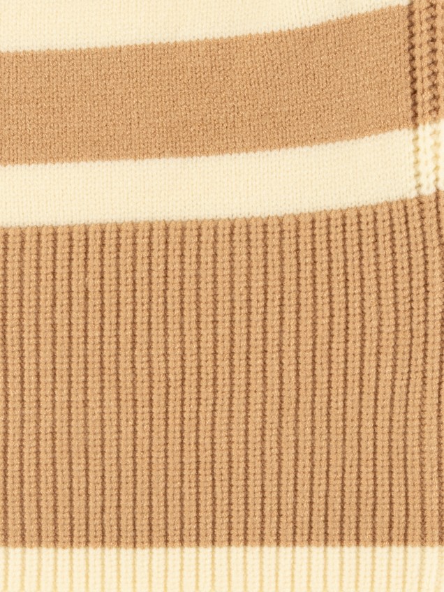 Camisola de Malha às Riscas com Gola Rente
