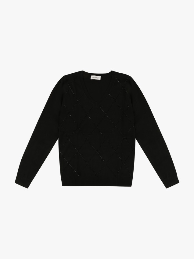 Camisola de Malha com Decote em Bico