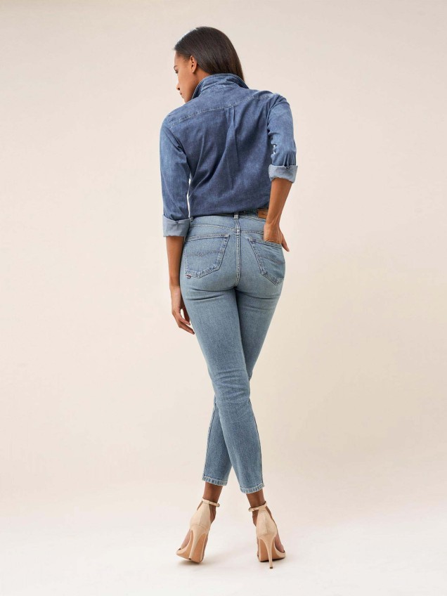 Calças de Ganga Skinny Fit Cropped