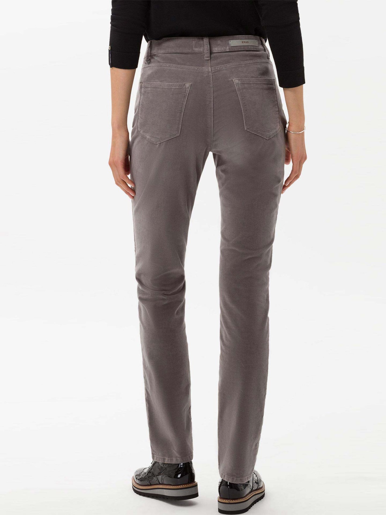 Cal�as de Veludo Canelado High Waist